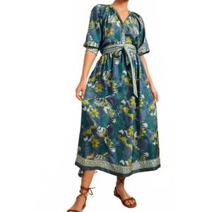 NEW HANNAH ARTWEAR carmen midi skirt in aliso indigo